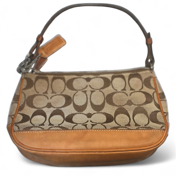 2001 Vintage Coach Tan/ Brown Monogram J1J 6094 Small Demi Baguette - Picture 9 of 10